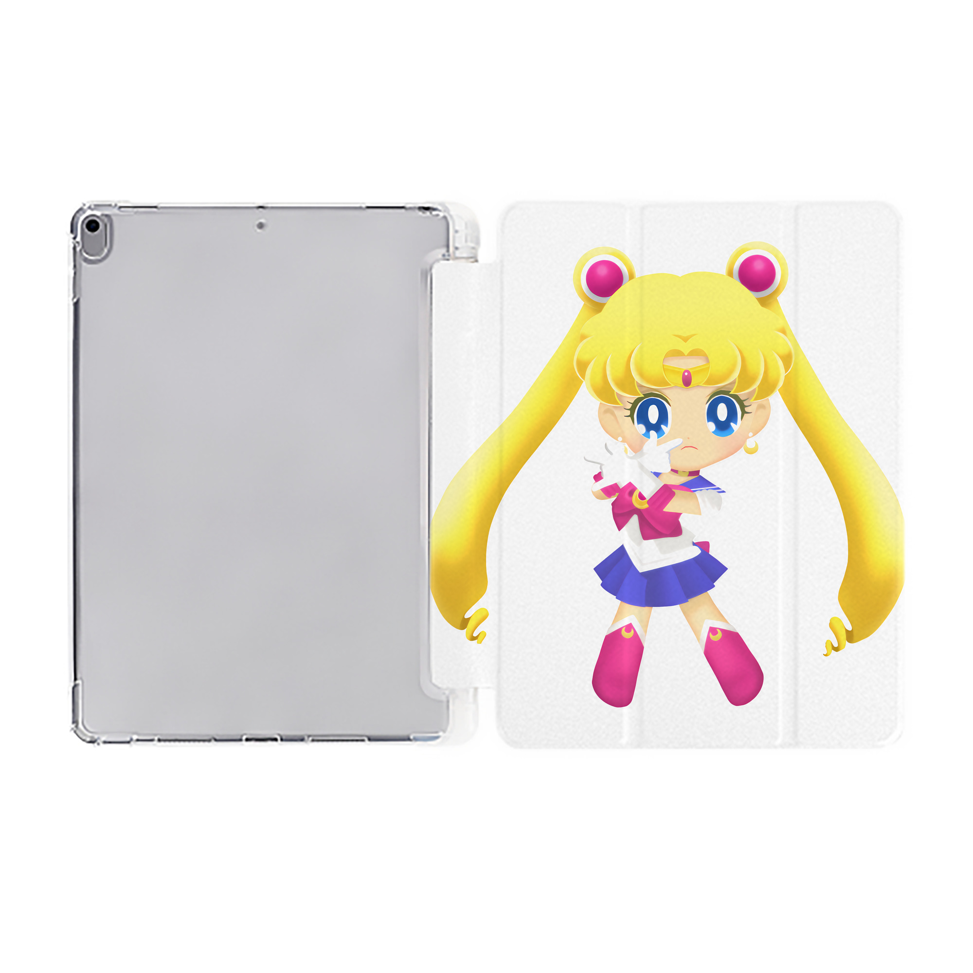 （画像用） 美少女戦士セーラームーン 月野 うさぎ つきの うさぎ Sailor Moon Tsukino Usagi IPad ケース ペン収納付き 三つ折りスタンド PUレザー×シリコン 対応機種9.5/10.5/10.9インチ